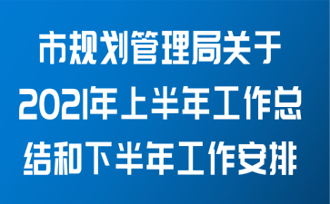 市规划管理局关于2021年上半年工作总结和下半年工作安排的报告范文