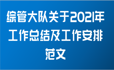 综管大队关于2021年工作总结及工作安排范文