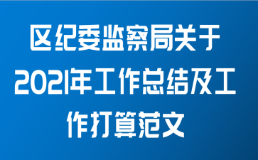 区纪委监察局关于2021年工作总结及工作打算范文