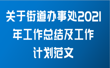 关于街道办事处2021年工作总结及工作计划范文