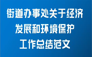 街道办事处关于经济发展和环境保护工作总结范文