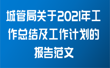 城管局关于2021年工作总结及工作计划的报告范文