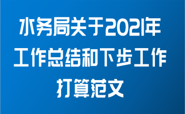 水务局关于2021年工作总结和下步工作打算范文