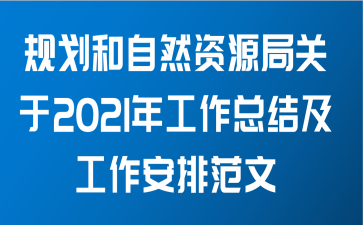 规划和自然资源局关于2021年工作总结及工作安排范文