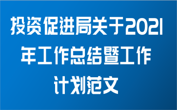 投资促进局关于2021年工作总结暨工作计划范文