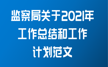 监察局关于2021年工作总结和工作计划范文