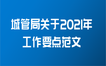 城管局关于2021年工作要点范文