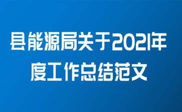 县能源局关于2021年度工作总结范文