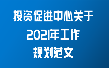 投资促进中心关于2021年工作规划范文