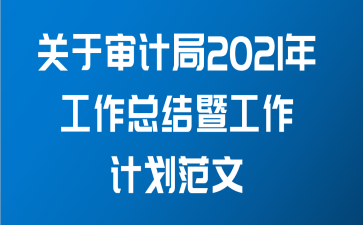 关于审计局2021年工作总结暨工作计划范文