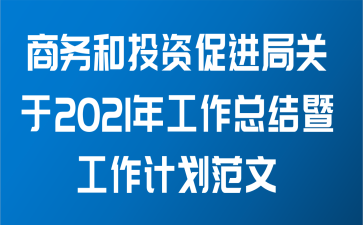 商务和投资促进局关于2021年工作总结暨工作计划范文