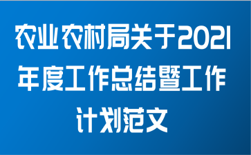 农业农村局关于2021年度工作总结暨工作计划范文