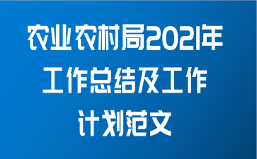 农业农村局2021年工作总结及工作计划范文