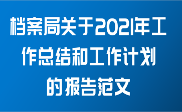 档案局关于2021年工作总结和工作计划的报告范文