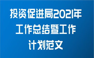 投资促进局2021年工作总结暨工作计划范文